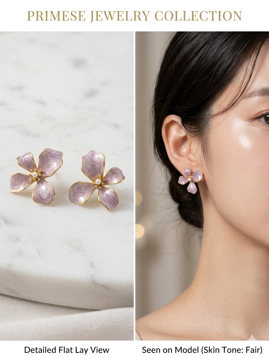 Lavender Blossom Stud Earrings (Anti-Tarnish)
