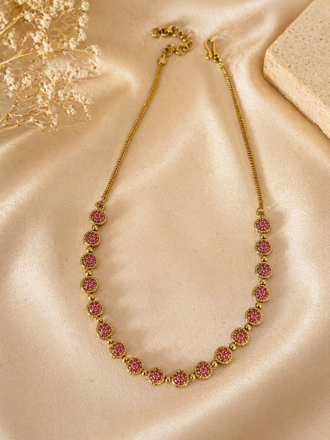 Ruby Glow Crystal Disc Necklace