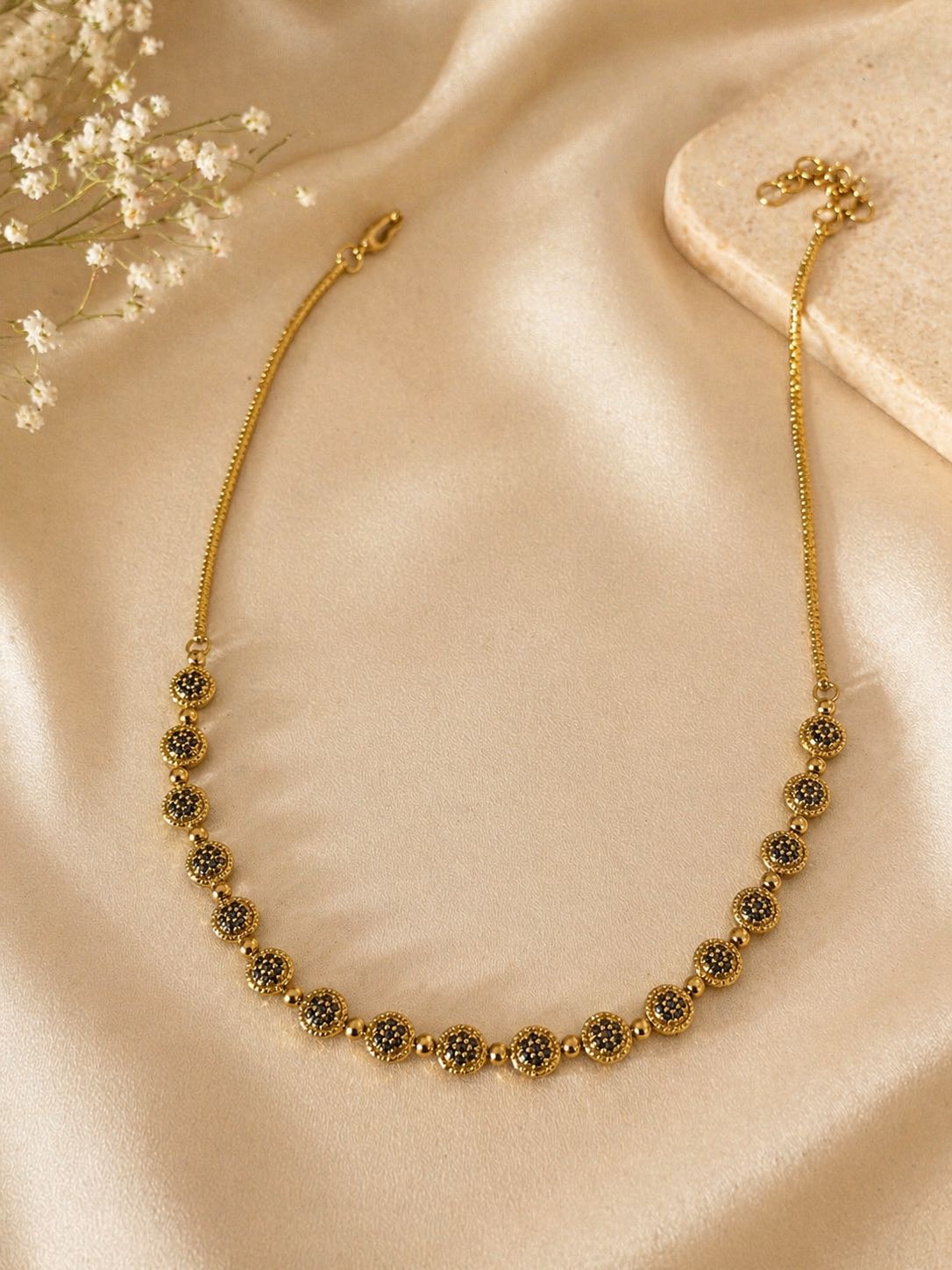 Noir Luxe Crystal Disc Necklace