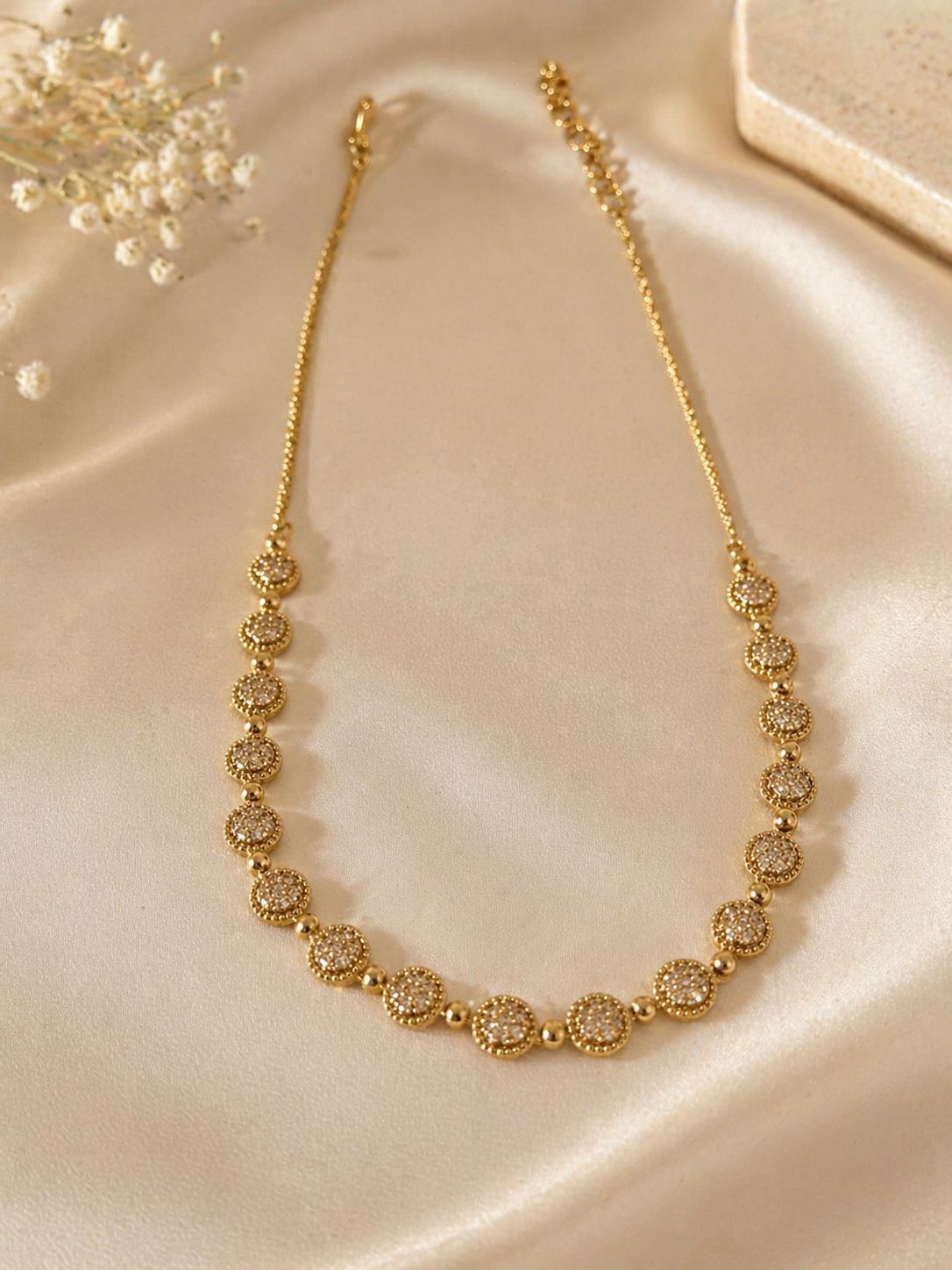 Golden Radiance Crystal Disc Necklace